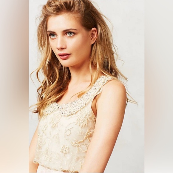 Moulinette Soeurs Tops - ANTHROPOLOGIE MOULINETTE SOEURS Lace Beaded Blouse